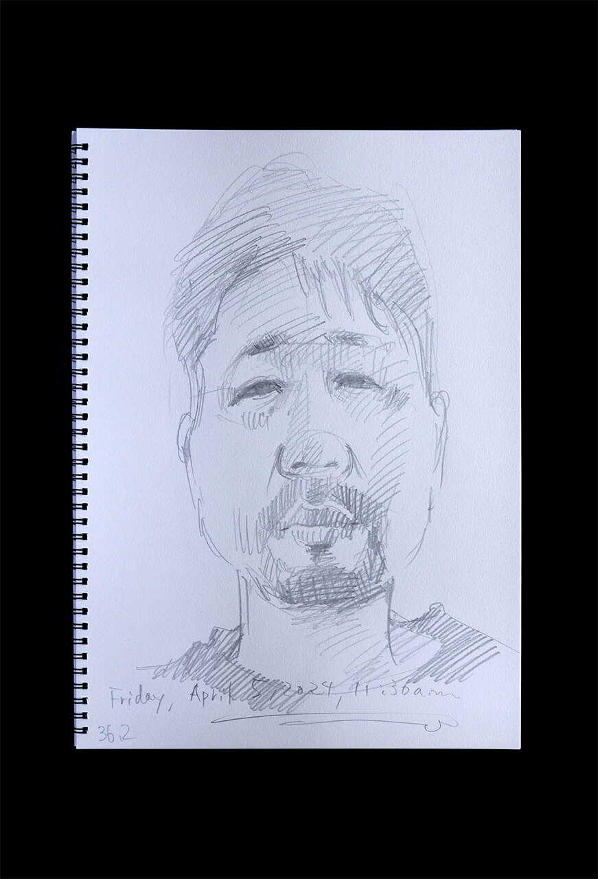 Contemporary artist SHINTAKU Tomoni's 2024/4/5 Self-portrait or pencil drawing
