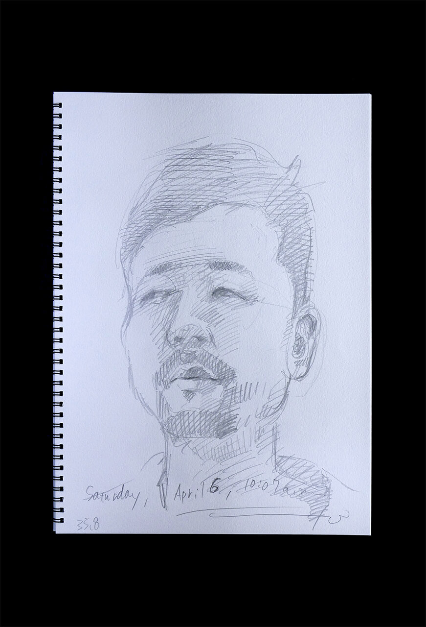 Contemporary artist SHINTAKU Tomoni's 2024/4/6 Self-portrait or pencil drawing