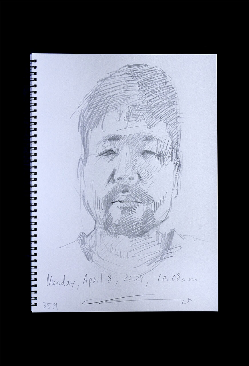 Contemporary artist SHINTAKU Tomoni's 2024/4/8 Self-portrait or pencil drawing