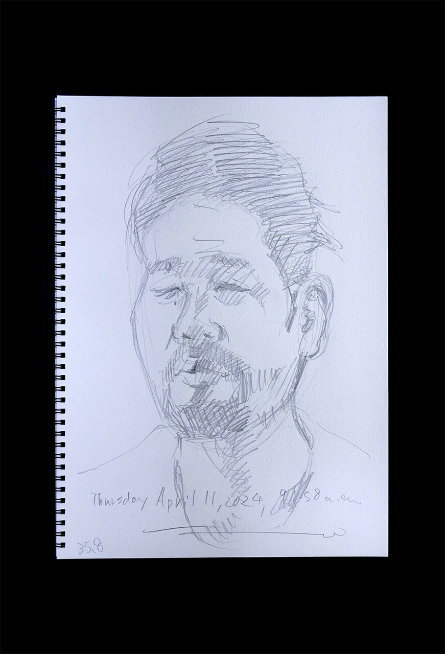 Contemporary artist SHINTAKU Tomoni's 2024/4/11 Self-portrait or pencil drawing