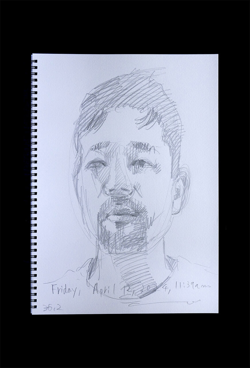 Contemporary artist SHINTAKU Tomoni's 2024/4/12 Self-portrait or pencil drawing