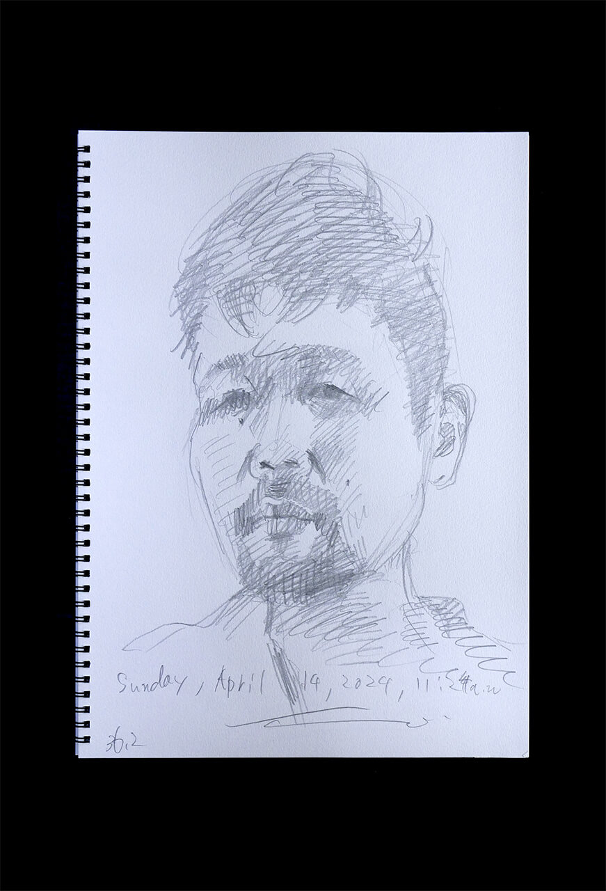 Contemporary artist SHINTAKU Tomoni's 2024/4/14 Self-portrait or pencil drawing