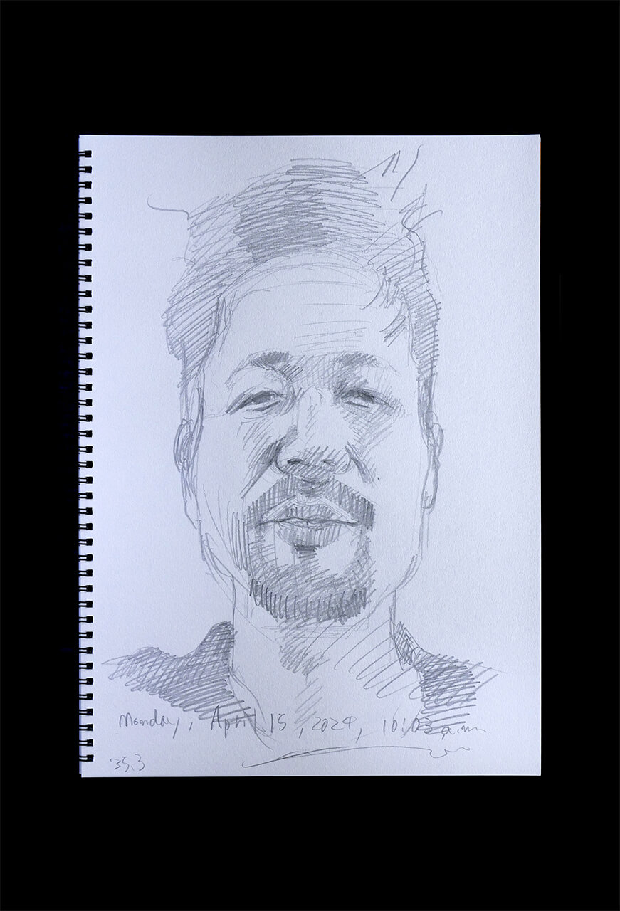 Contemporary artist SHINTAKU Tomoni's 2024/4/15 Self-portrait or pencil drawing