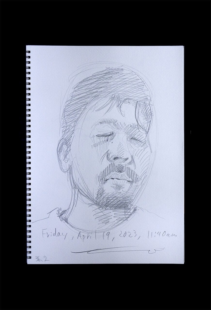 Contemporary artist SHINTAKU Tomoni's 2024/4/19 Self-portrait or pencil drawing