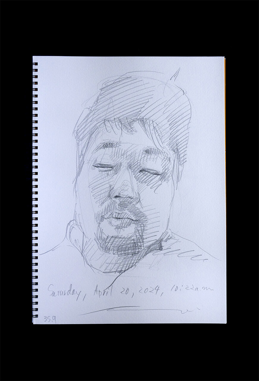 Contemporary artist SHINTAKU Tomoni's 2024/4/20 Self-portrait or pencil drawing