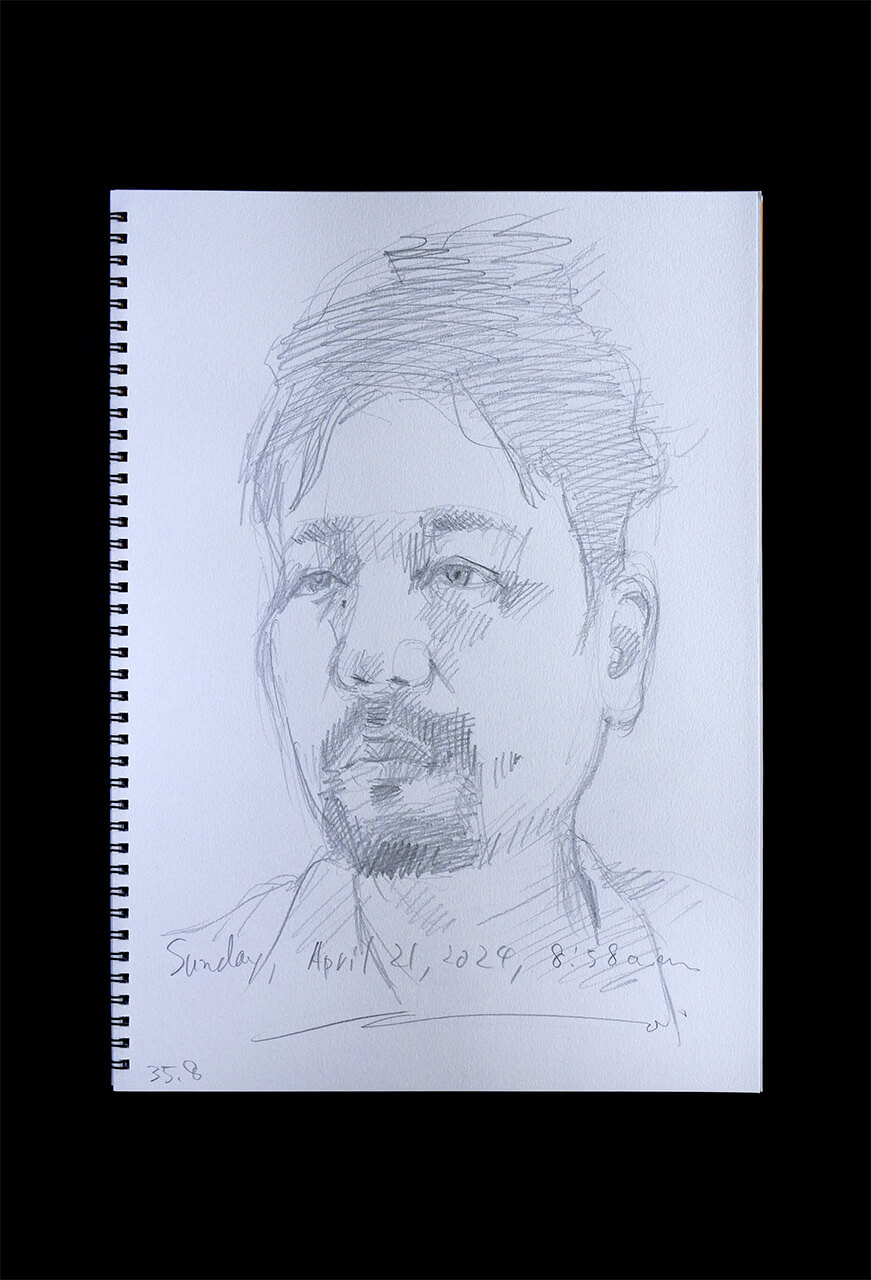 Contemporary artist SHINTAKU Tomoni's 2024/4/21 Self-portrait or pencil drawing