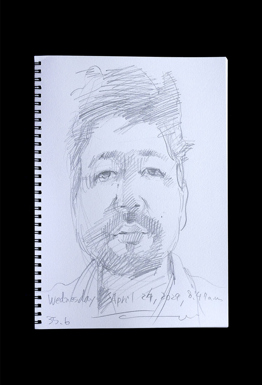Contemporary artist SHINTAKU Tomoni's 2024/4/24 Self-portrait or pencil drawing