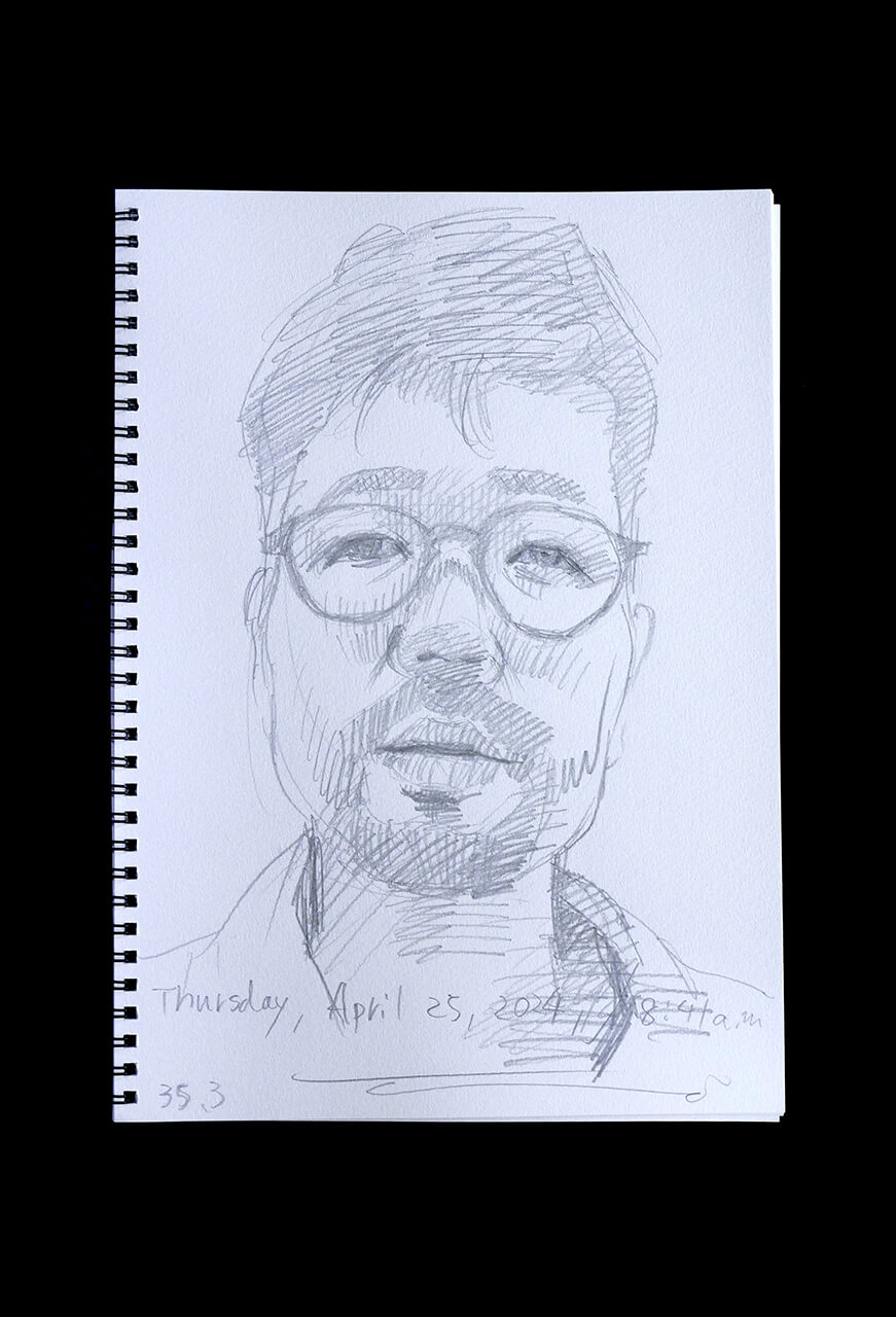 Contemporary artist SHINTAKU Tomoni's 2024/4/25 Self-portrait or pencil drawing