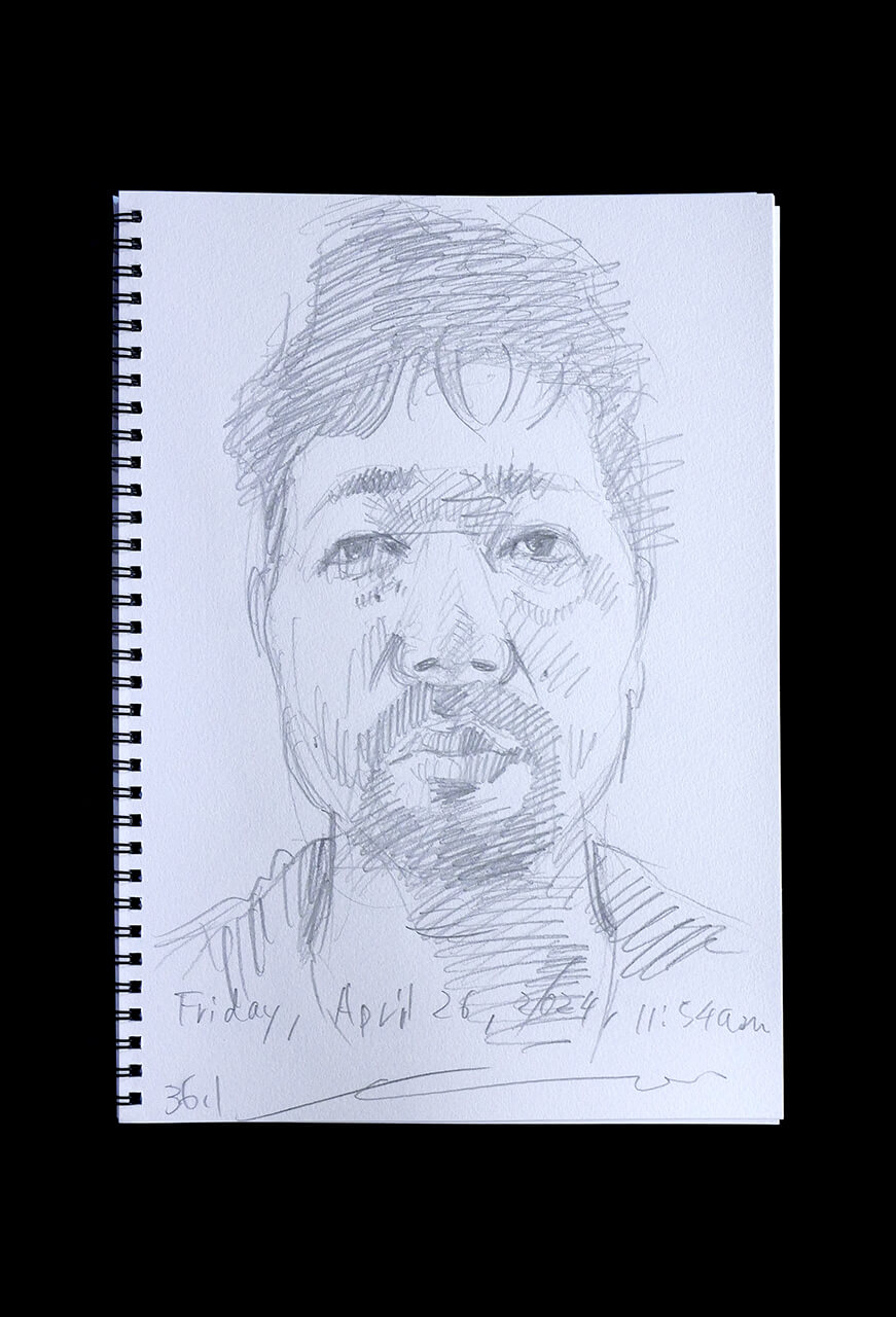 Contemporary artist SHINTAKU Tomoni's 2024/4/26 Self-portrait or pencil drawing