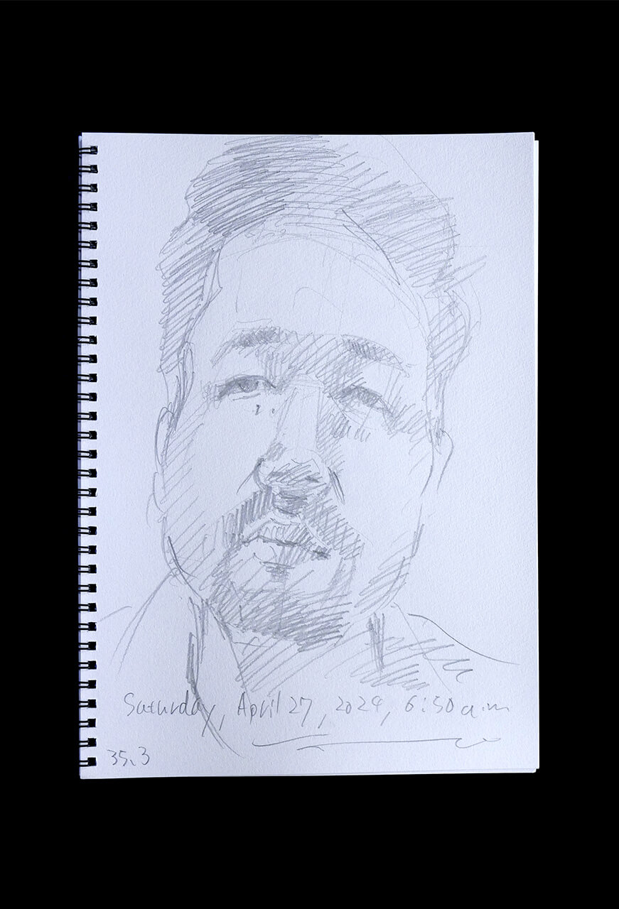 Contemporary artist SHINTAKU Tomoni's 2024/4/27 Self-portrait or pencil drawing