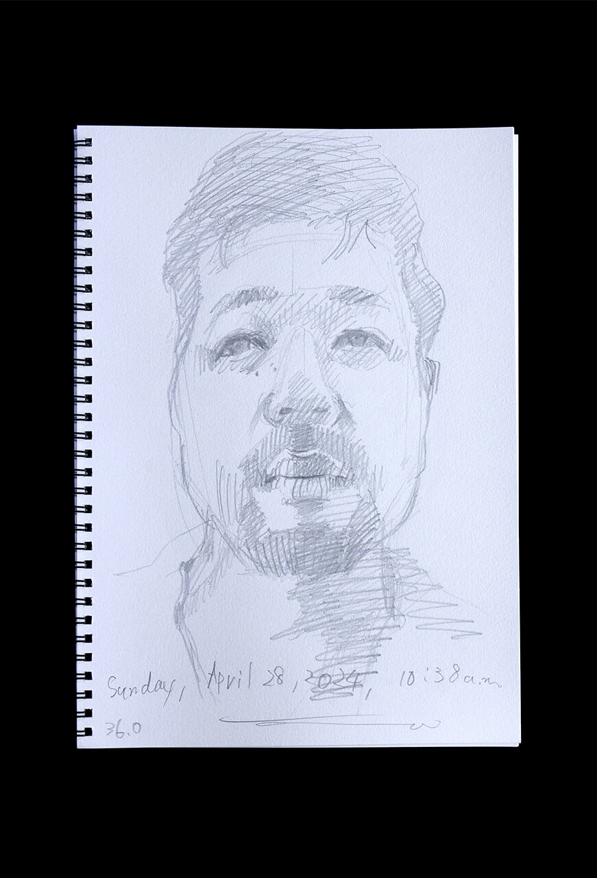 Contemporary artist SHINTAKU Tomoni's 2024/4/28 Self-portrait or pencil drawing