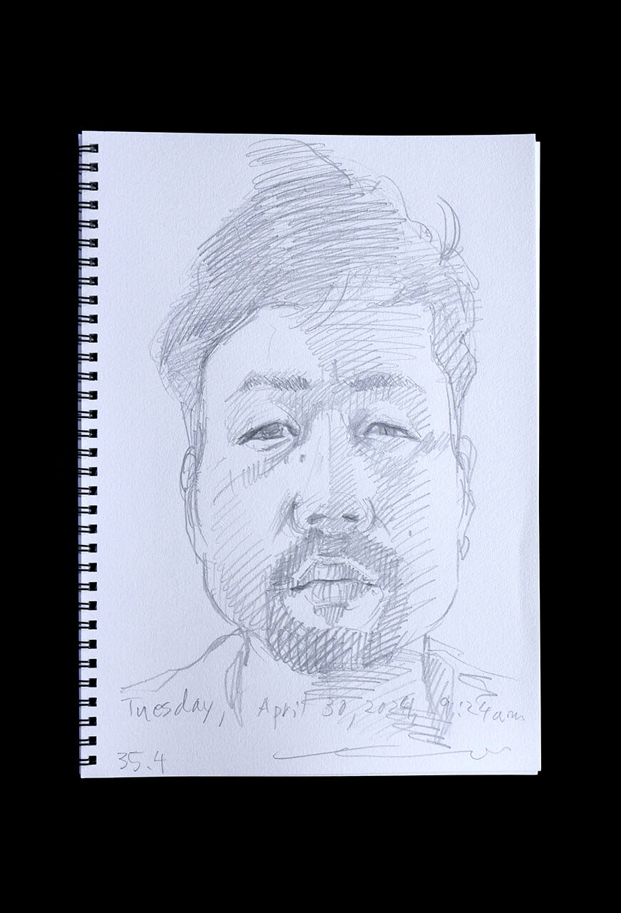 Contemporary artist SHINTAKU Tomoni's 2024/4/30 Self-portrait or pencil drawing