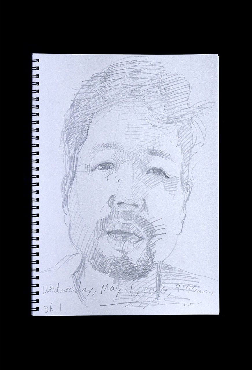 Contemporary artist SHINTAKU Tomoni's 2024/5/1 Self-portrait or pencil drawing