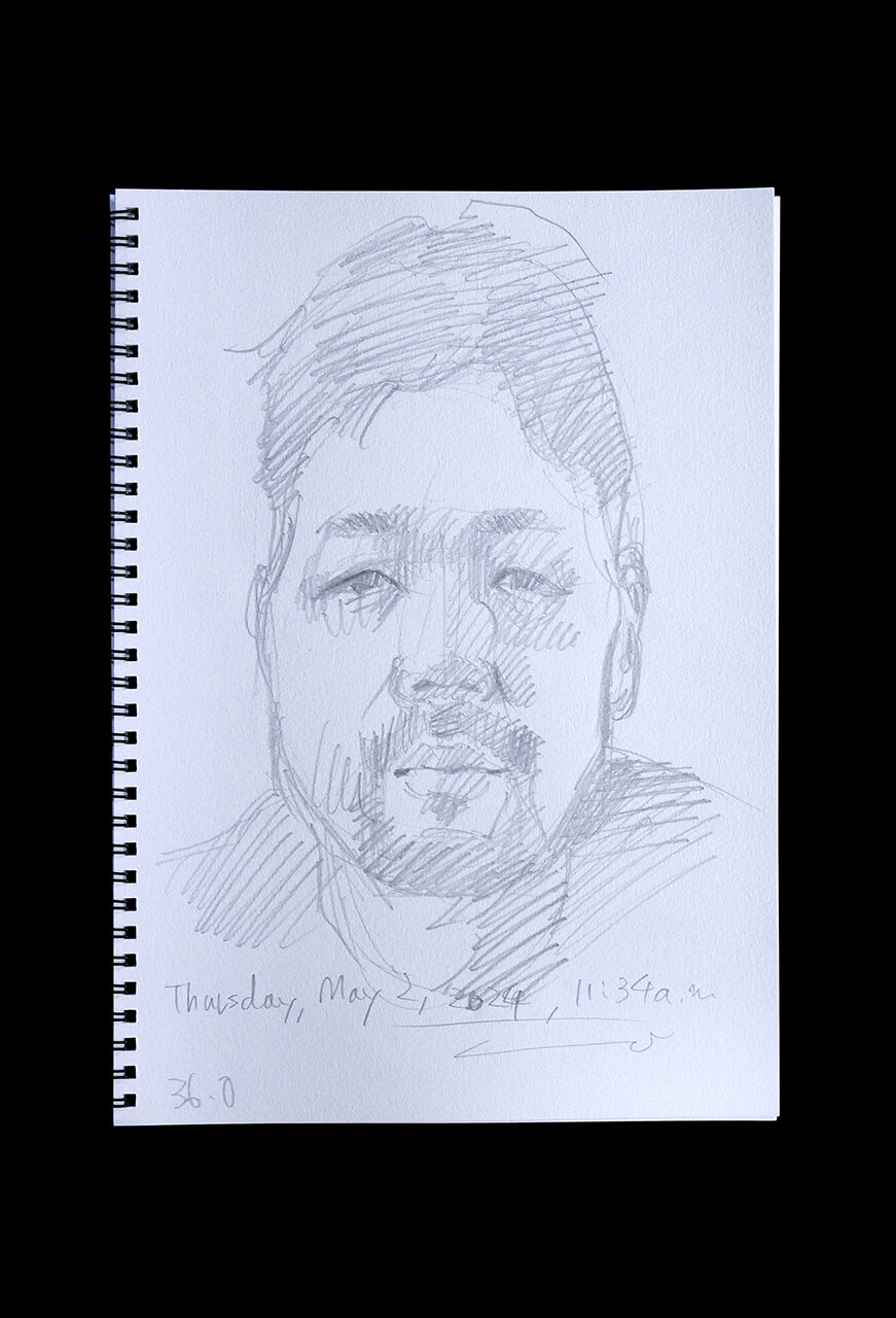 Contemporary artist SHINTAKU Tomoni's 2024/5/2 Self-portrait or pencil drawing