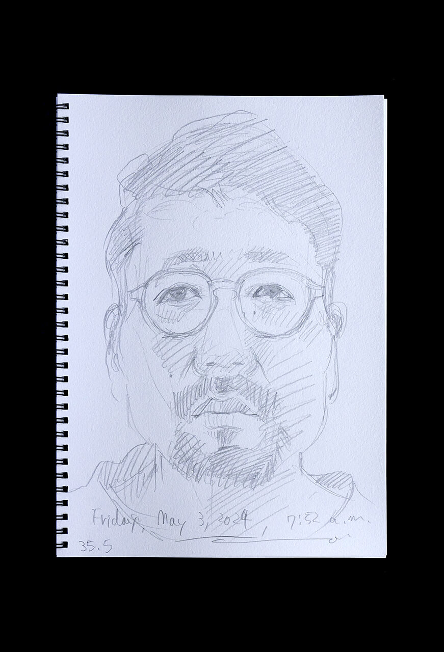 Contemporary artist SHINTAKU Tomoni's 2024/5/4 Self-portrait or pencil drawing
