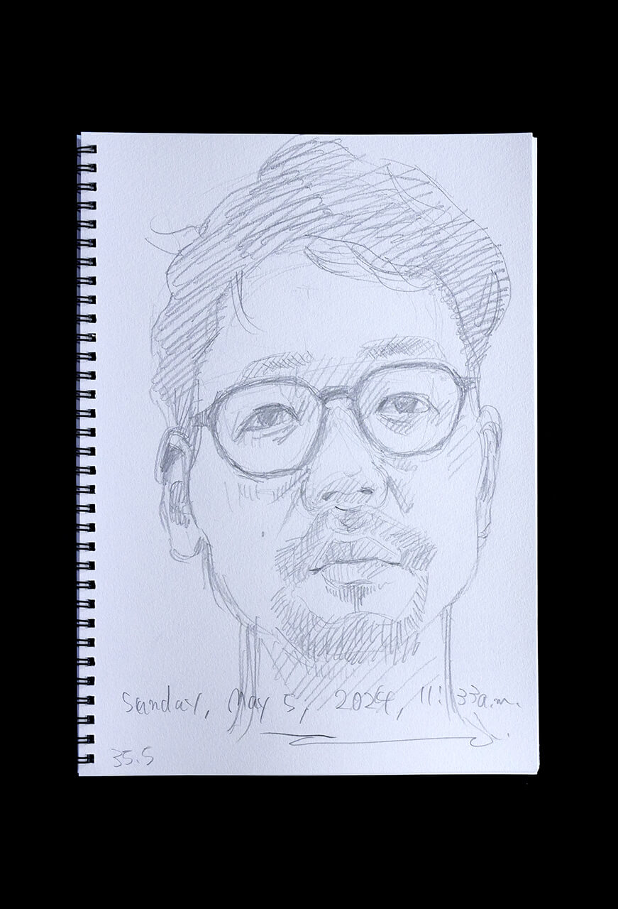 Contemporary artist SHINTAKU Tomoni's 2024/5/5 Self-portrait or pencil drawing
