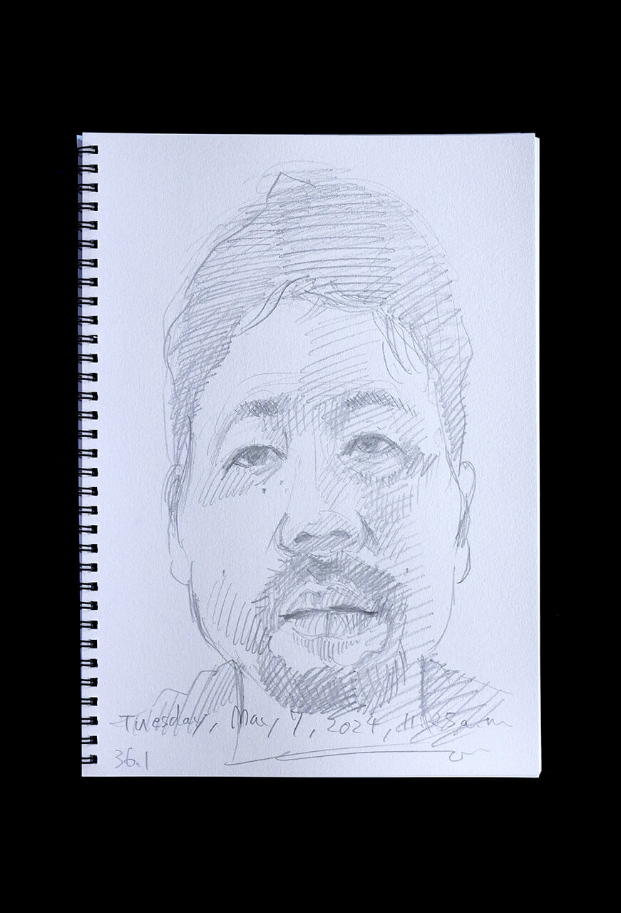 Contemporary artist SHINTAKU Tomoni's 2024/5/7 Self-portrait or pencil drawing