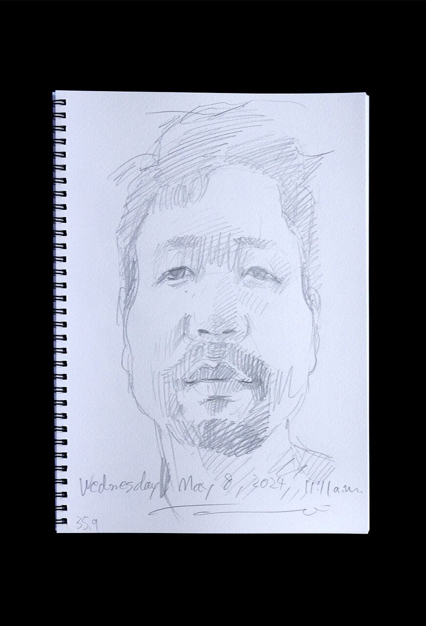 Contemporary artist SHINTAKU Tomoni's 2024/5/8 Self-portrait or pencil drawing
