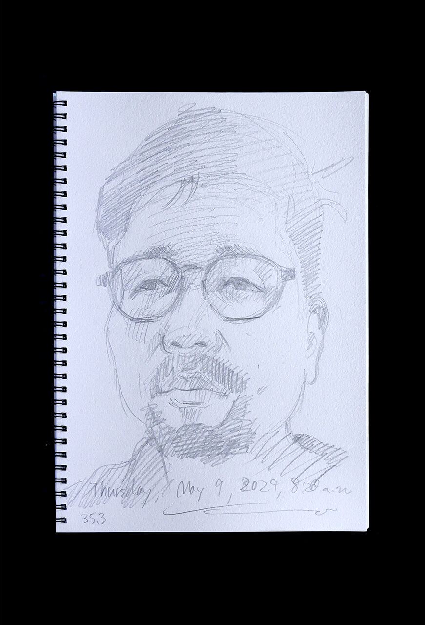 Contemporary artist SHINTAKU Tomoni's 2024/5/9 Self-portrait or pencil drawing