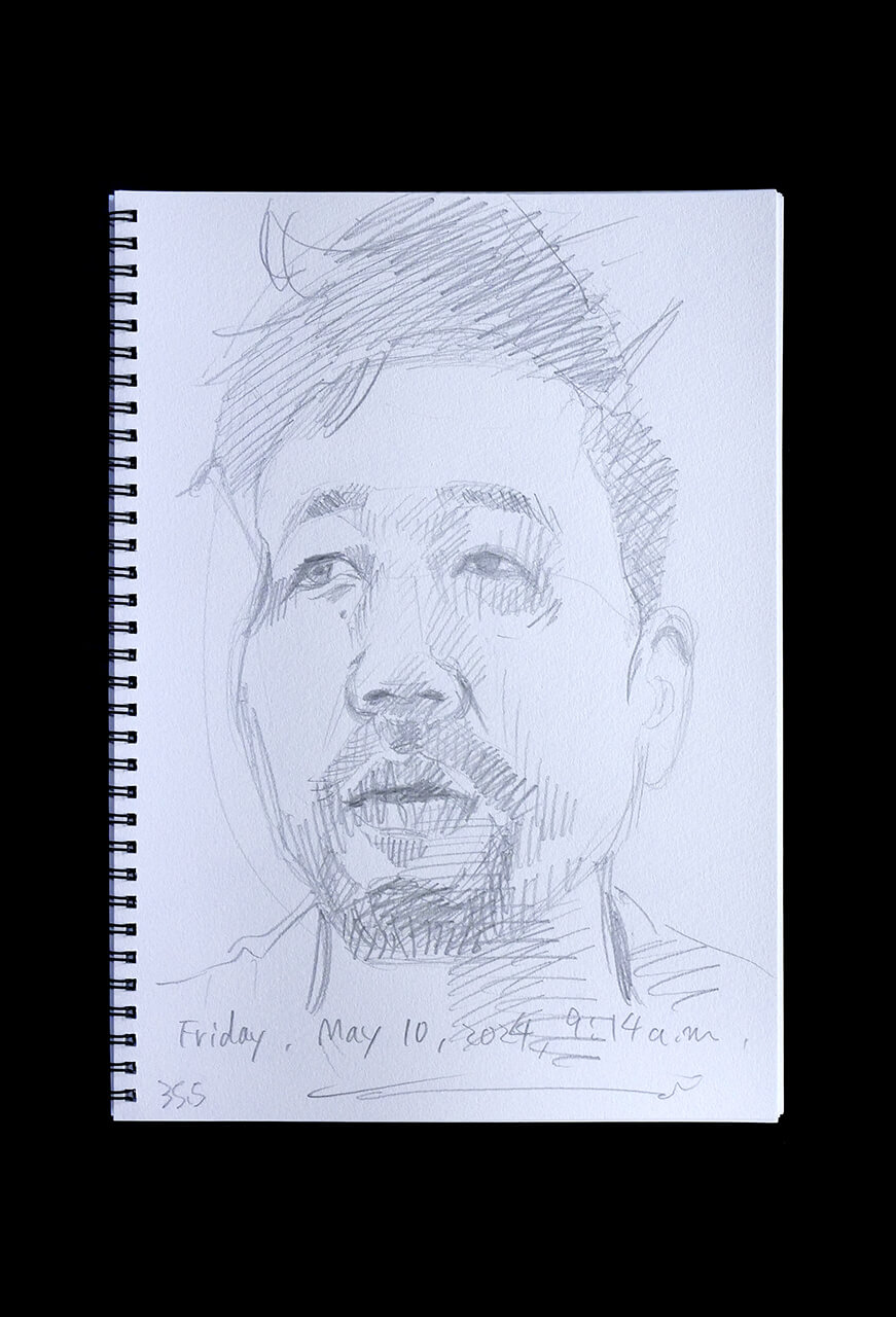 Contemporary artist SHINTAKU Tomoni's 2024/5/10 Self-portrait or pencil drawing