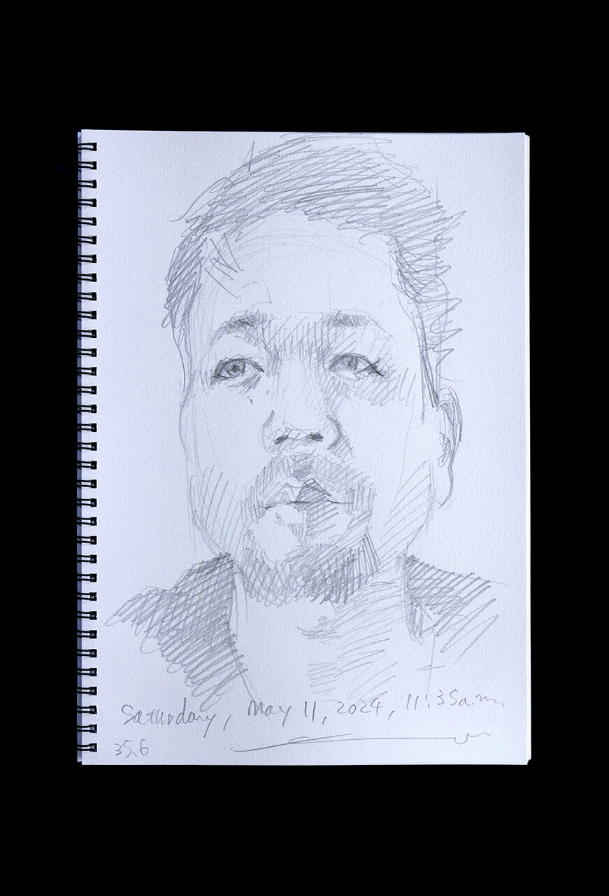 Contemporary artist SHINTAKU Tomoni's 2024/5/11 Self-portrait or pencil drawing