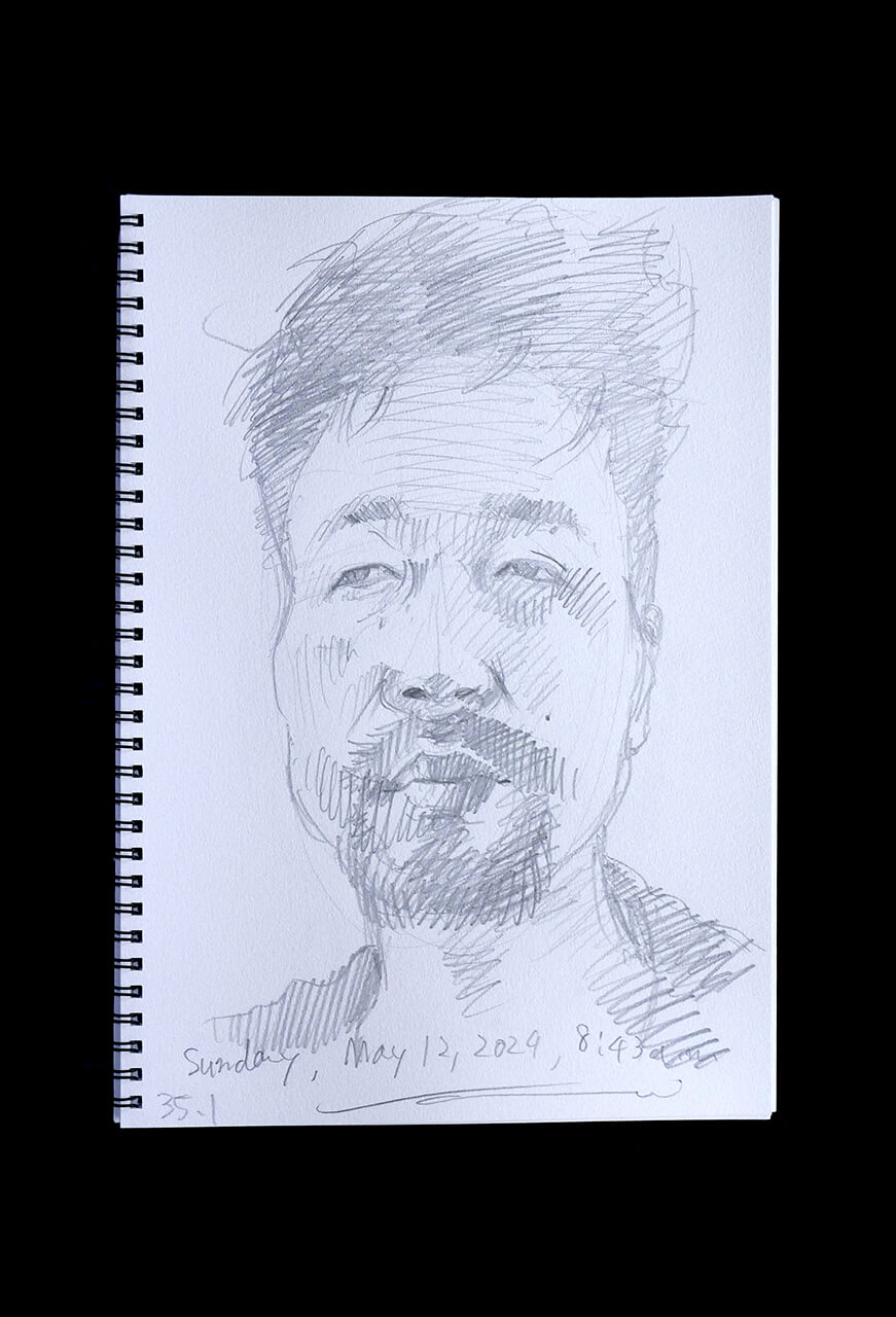 Contemporary artist SHINTAKU Tomoni's 2024/5/12 Self-portrait or pencil drawing