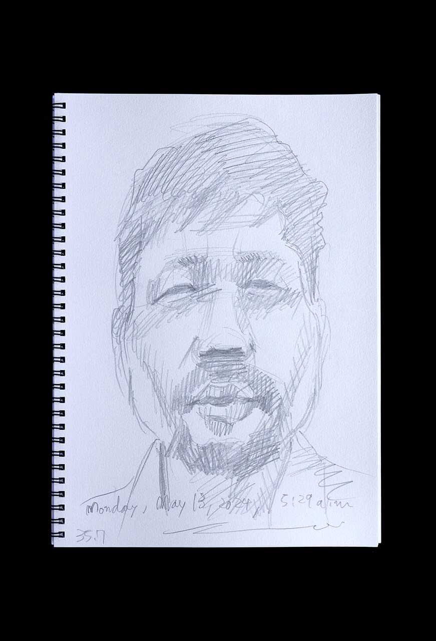 Contemporary artist SHINTAKU Tomoni's 2024/5/13 Self-portrait or pencil drawing