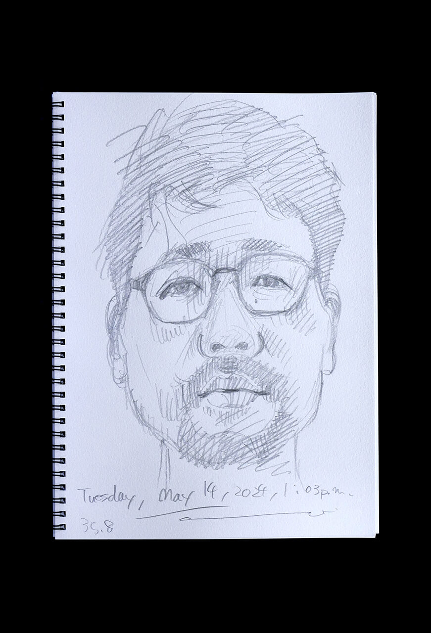 Contemporary artist SHINTAKU Tomoni's 2024/5/14 Self-portrait or pencil drawing
