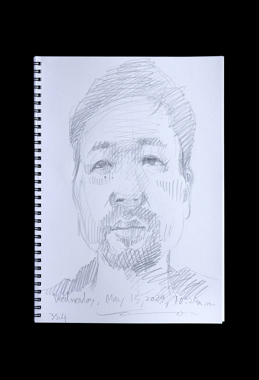 Contemporary artist SHINTAKU Tomoni's 2024/5/15 Self-portrait or pencil drawing