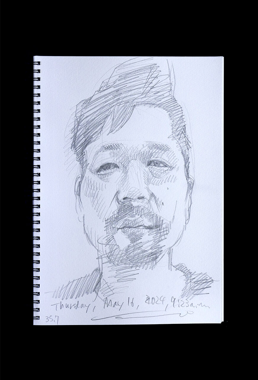 Contemporary artist SHINTAKU Tomoni's 2024/5/16 Self-portrait or pencil drawing