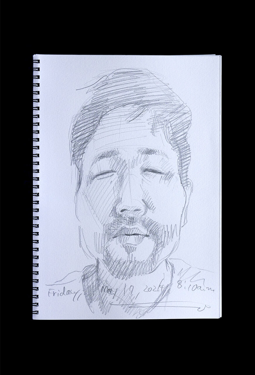 Contemporary artist SHINTAKU Tomoni's 2024/5/17 Self-portrait or pencil drawing