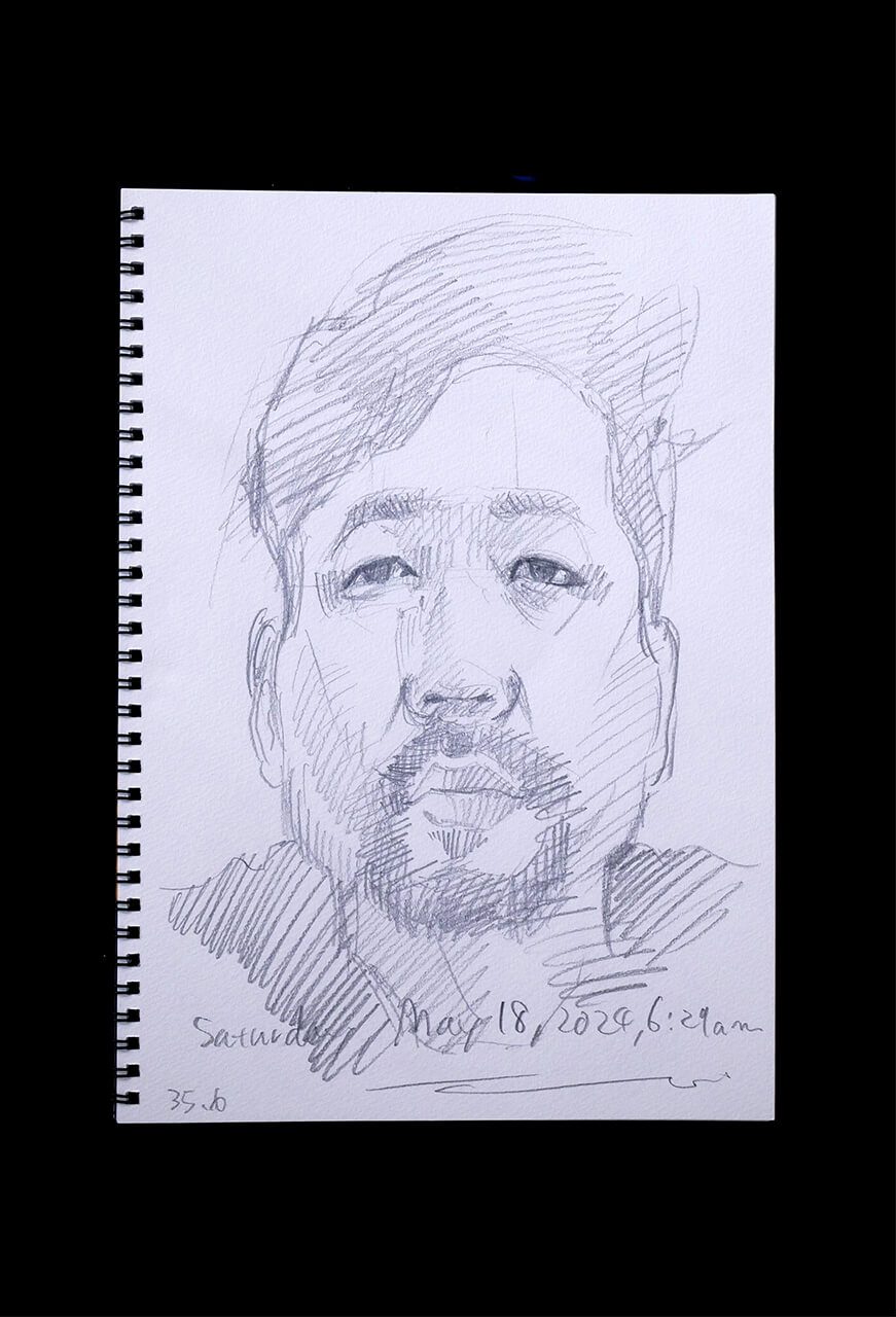 Contemporary artist SHINTAKU Tomoni's 2024/5/18 Self-portrait or pencil drawing