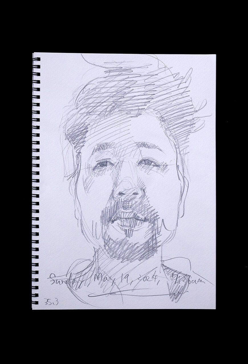 Contemporary artist SHINTAKU Tomoni's 2024/5/19 Self-portrait or pencil drawing