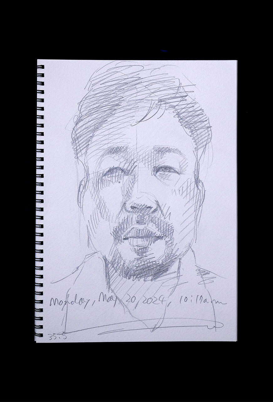 Contemporary artist SHINTAKU Tomoni's 2024/5/20 Self-portrait or pencil drawing