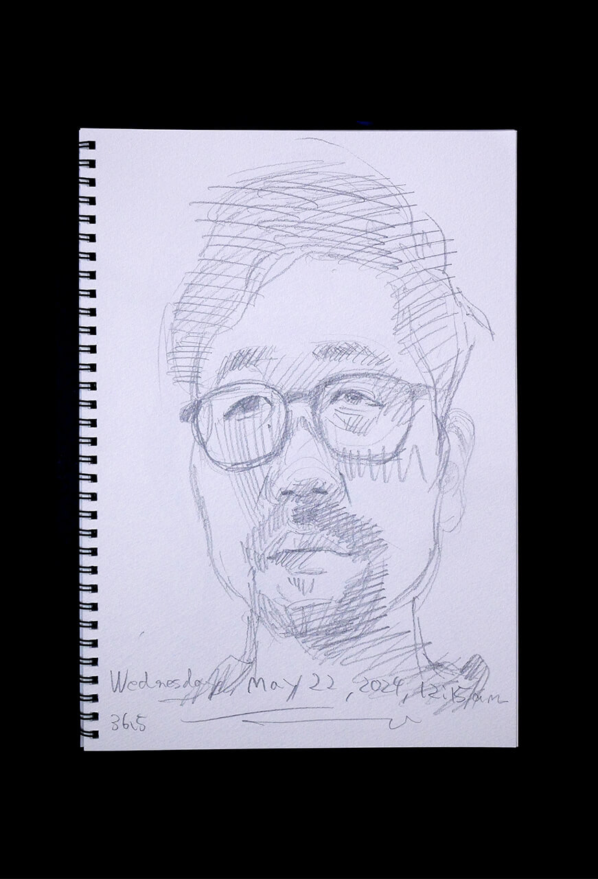 Contemporary artist SHINTAKU Tomoni's 2024/5/22 Self-portrait or pencil drawing