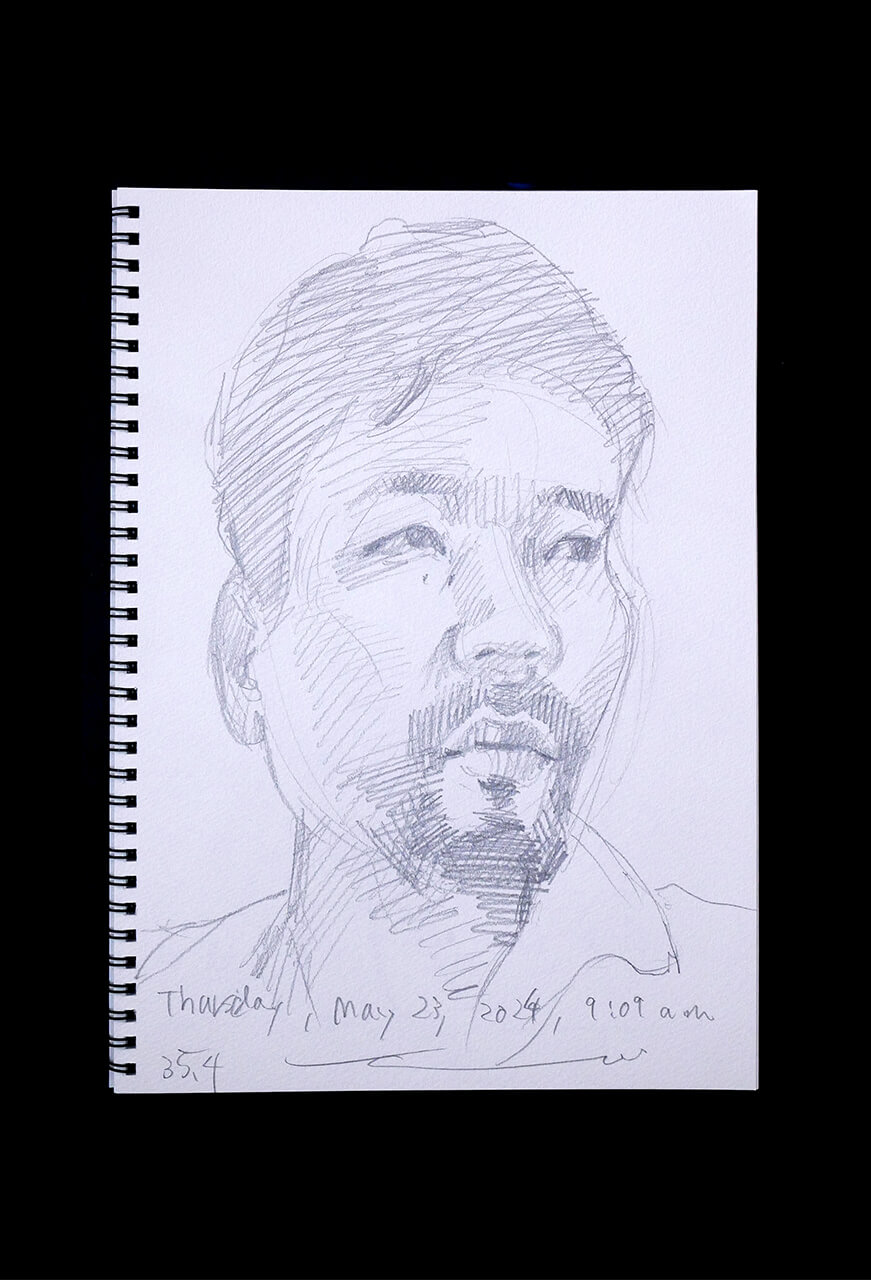 Contemporary artist SHINTAKU Tomoni's 2024/5/23 Self-portrait or pencil drawing