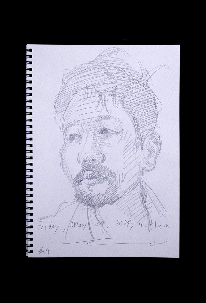 Contemporary artist SHINTAKU Tomoni's 2024/5/24 Self-portrait or pencil drawing