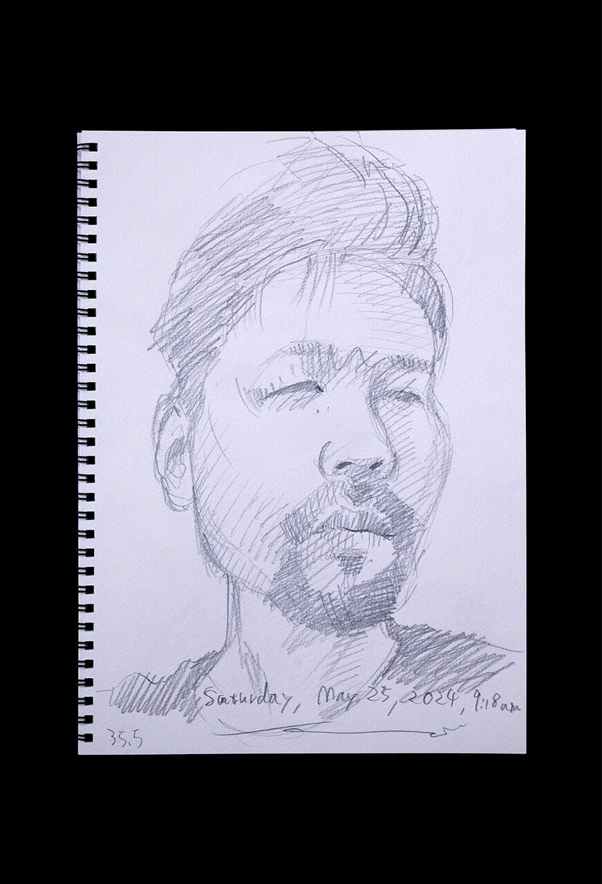 Contemporary artist SHINTAKU Tomoni's 2024/5/25 Self-portrait or pencil drawing