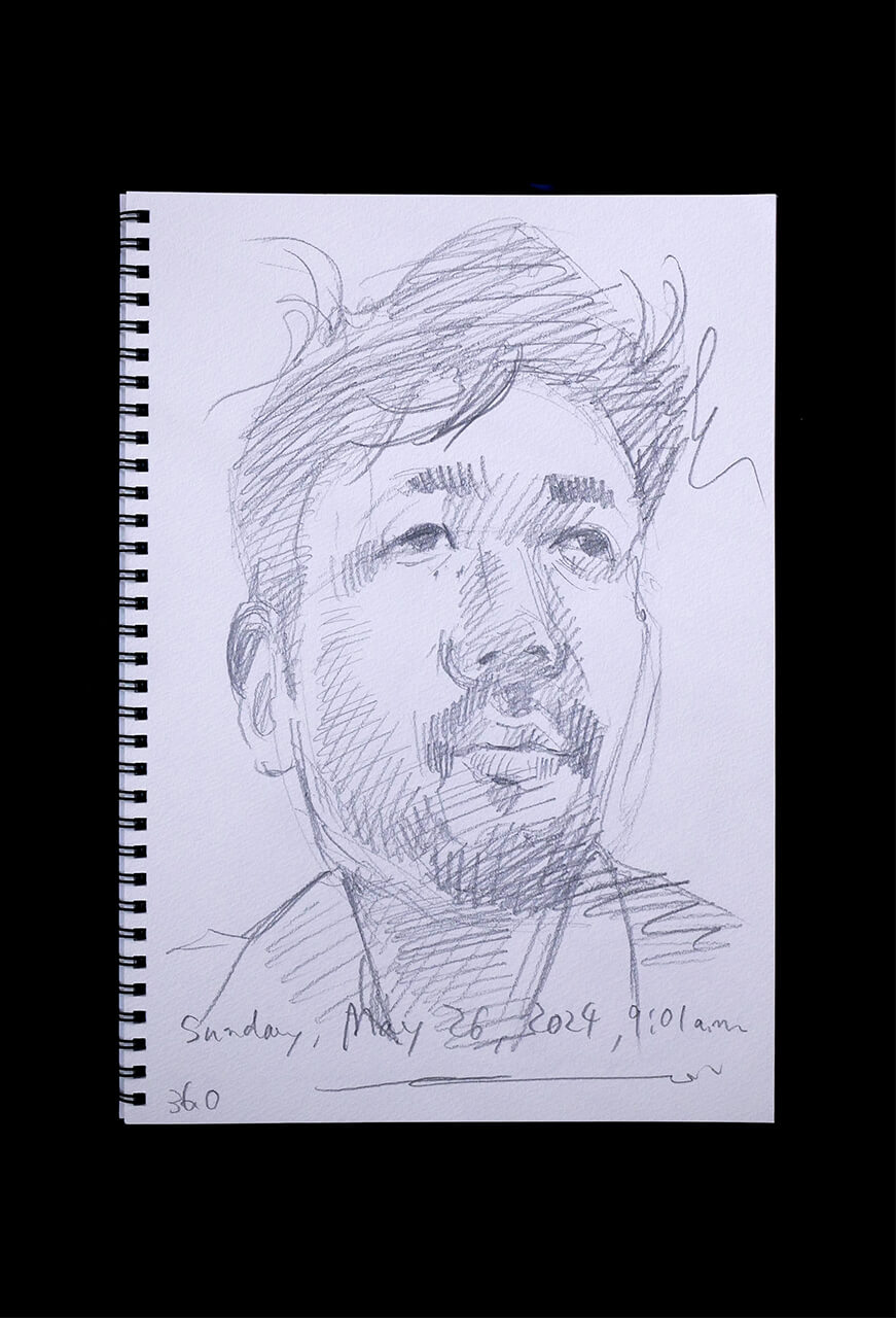 Contemporary artist SHINTAKU Tomoni's 2024/5/26 Self-portrait or pencil drawing