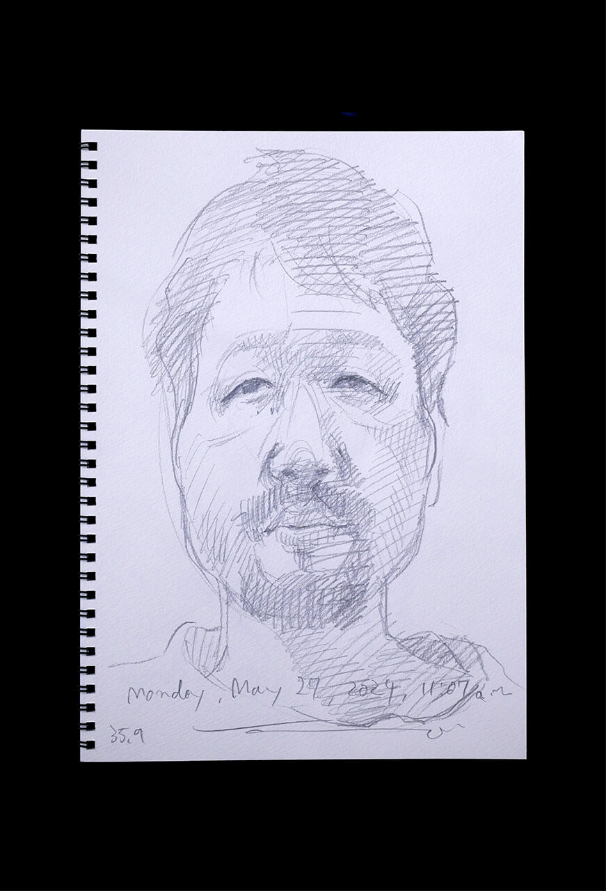 Contemporary artist SHINTAKU Tomoni's 2024/5/27 Self-portrait or pencil drawing