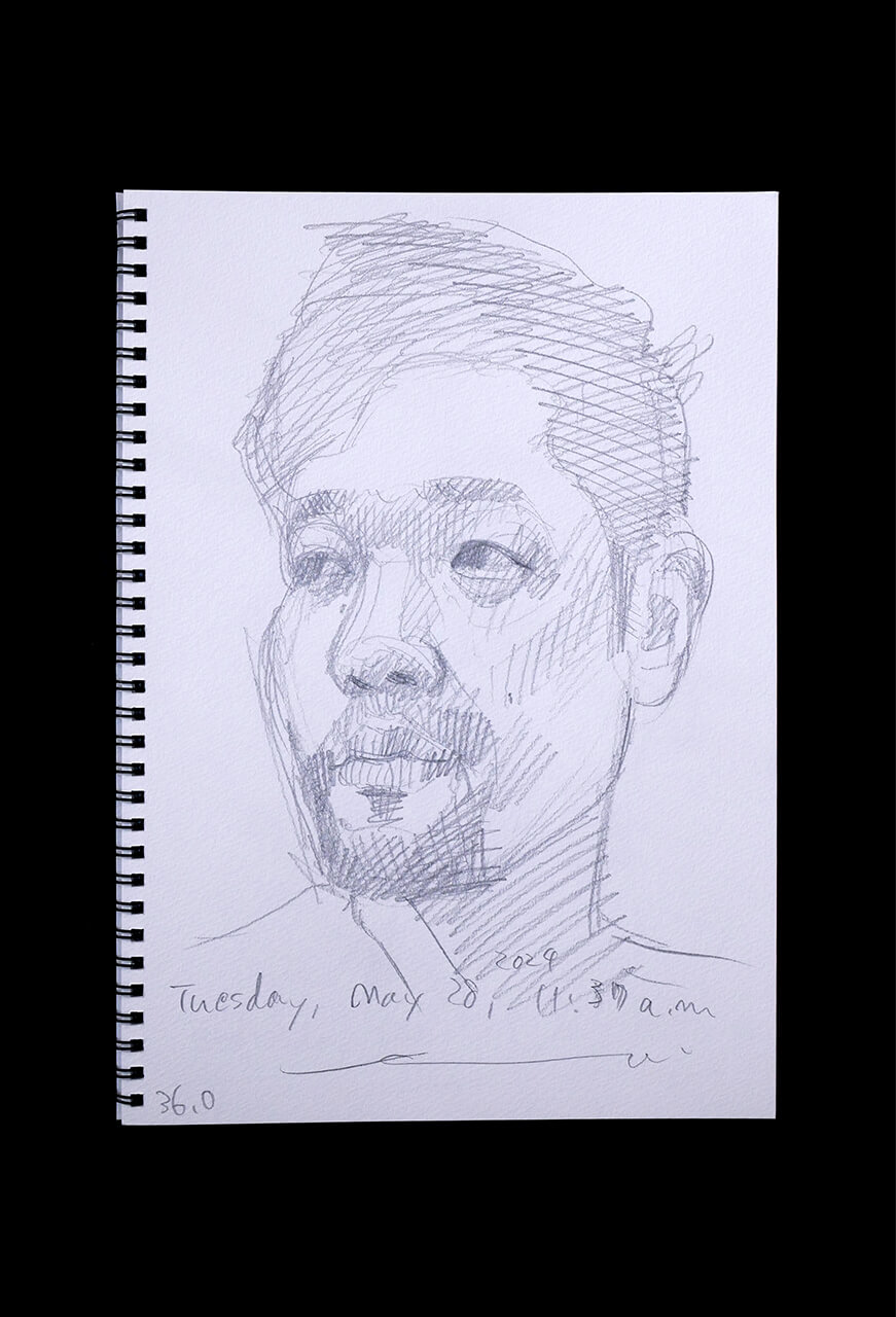 Contemporary artist SHINTAKU Tomoni's 2024/5/28 Self-portrait or pencil drawing