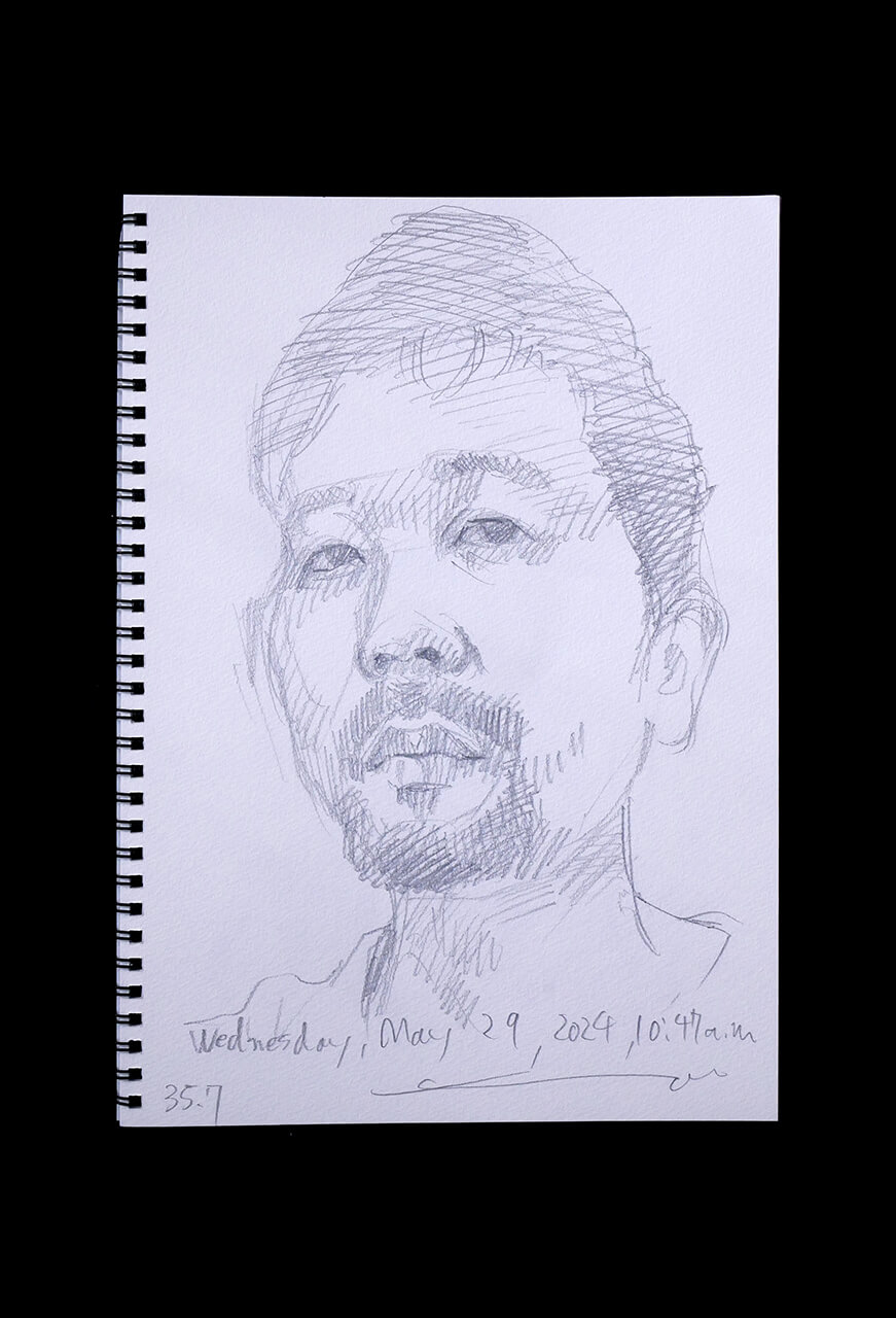 Contemporary artist SHINTAKU Tomoni's 2024/5/29 Self-portrait or pencil drawing