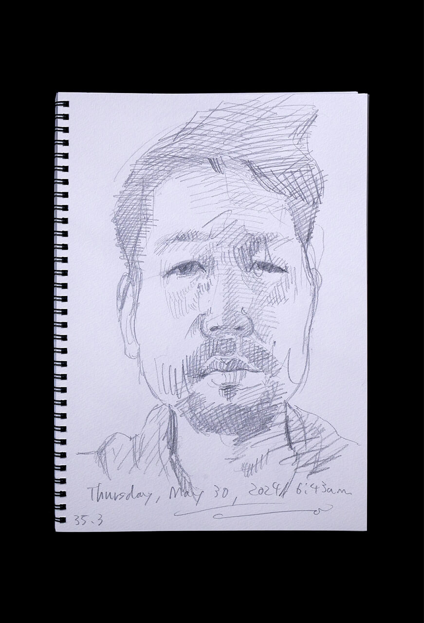 Contemporary artist SHINTAKU Tomoni's 2024/5/30 Self-portrait or pencil drawing