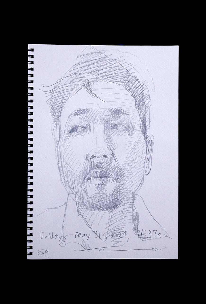 Contemporary artist SHINTAKU Tomoni's 2024/5/31 Self-portrait or pencil drawing