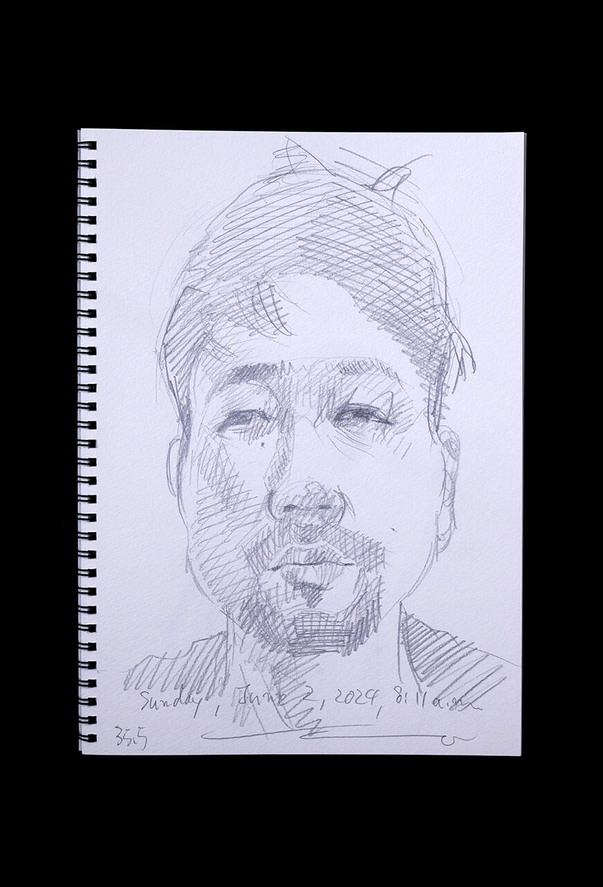 Contemporary artist SHINTAKU Tomoni's 2024/6/2 Self-portrait or pencil drawing