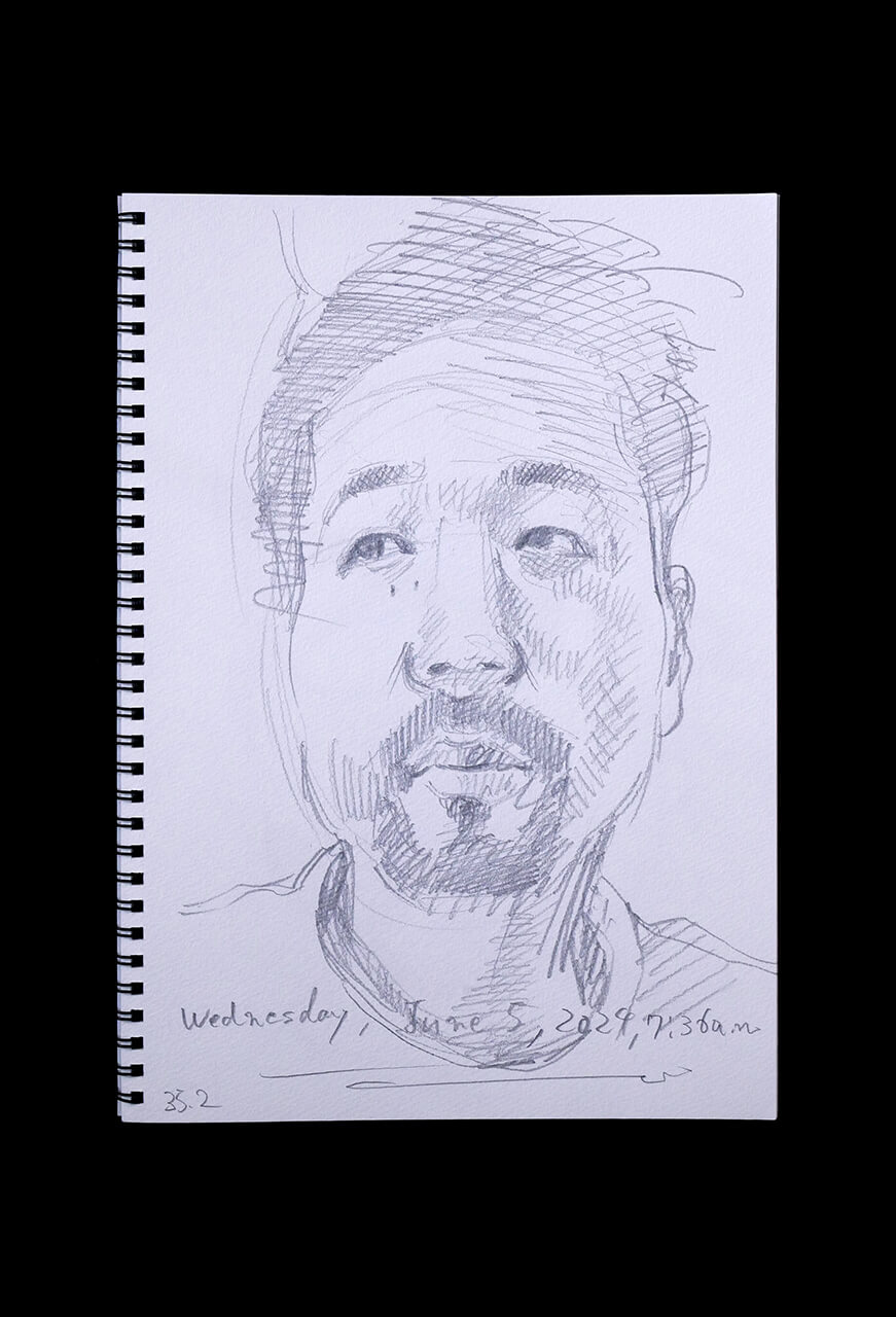 Contemporary artist SHINTAKU Tomoni's 2024/6/5 Self-portrait or pencil drawing