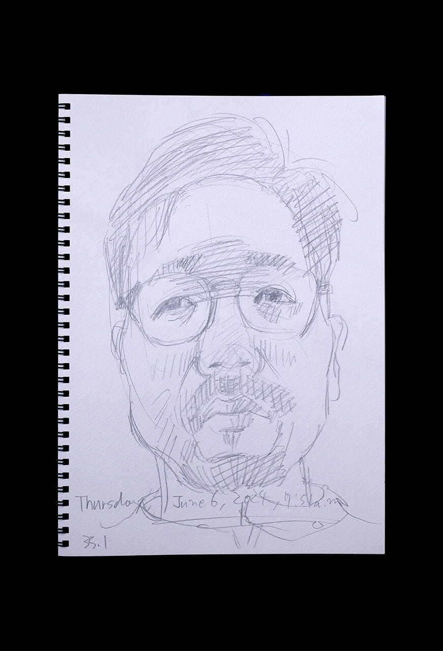 Contemporary artist SHINTAKU Tomoni's 2024/6/6 Self-portrait or pencil drawing