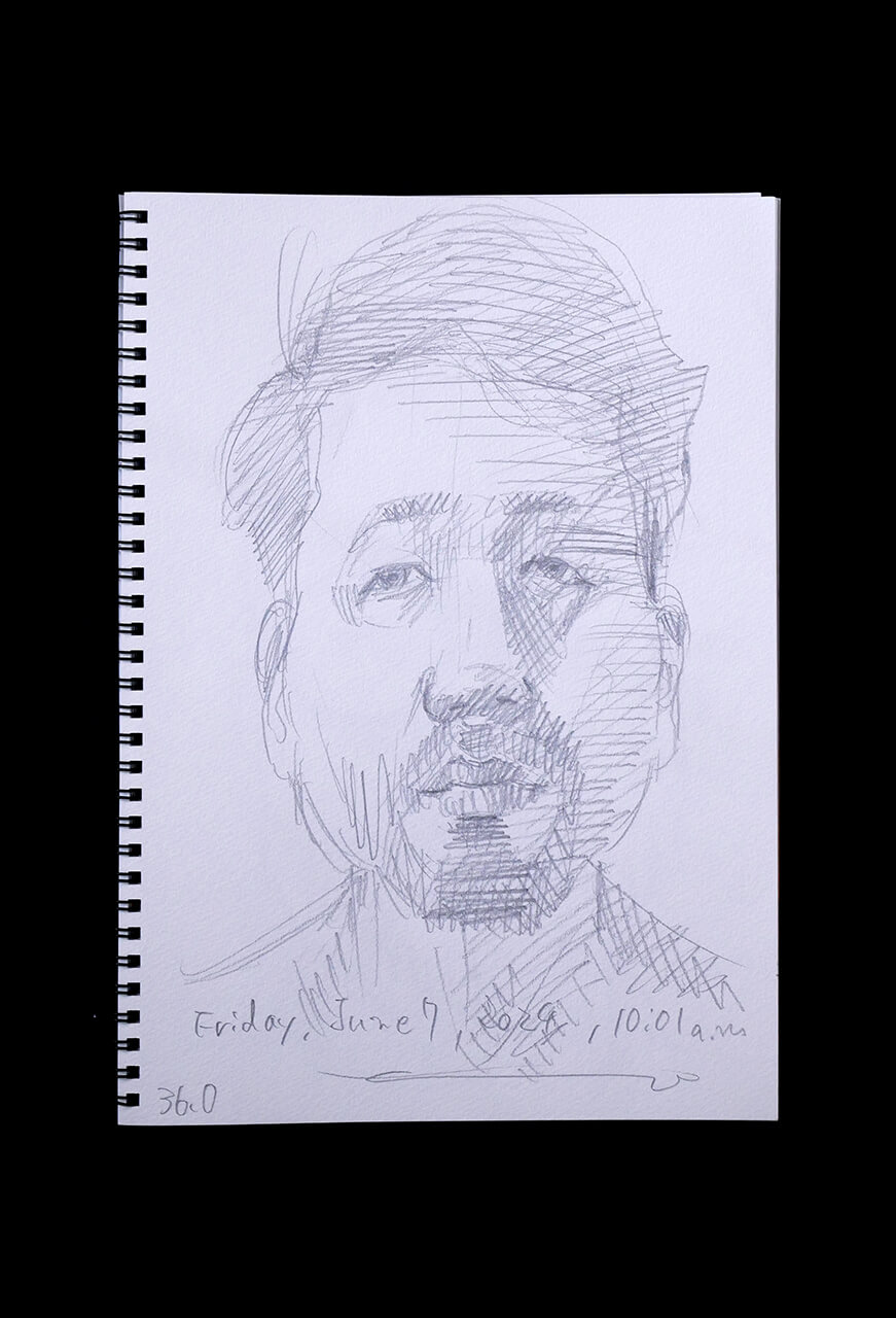 Contemporary artist SHINTAKU Tomoni's 2024/6/7 Self-portrait or pencil drawing