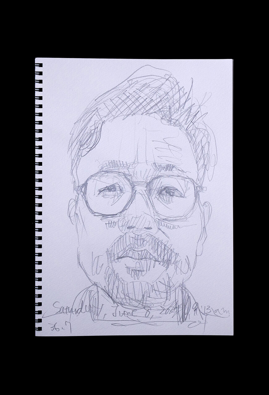 Contemporary artist SHINTAKU Tomoni's 2024/6/8 Self-portrait or pencil drawing