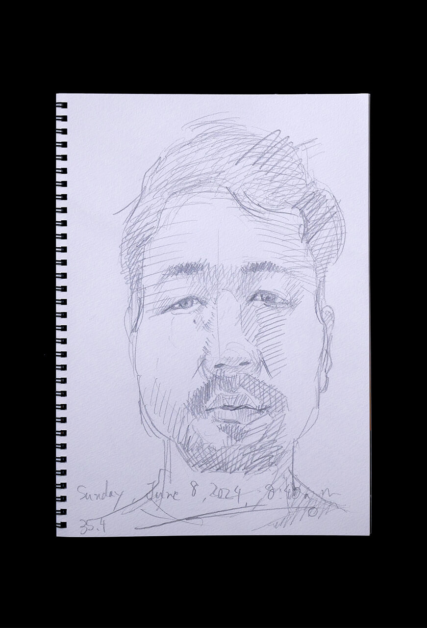 Contemporary artist SHINTAKU Tomoni's 2024/6/9 Self-portrait or pencil drawing